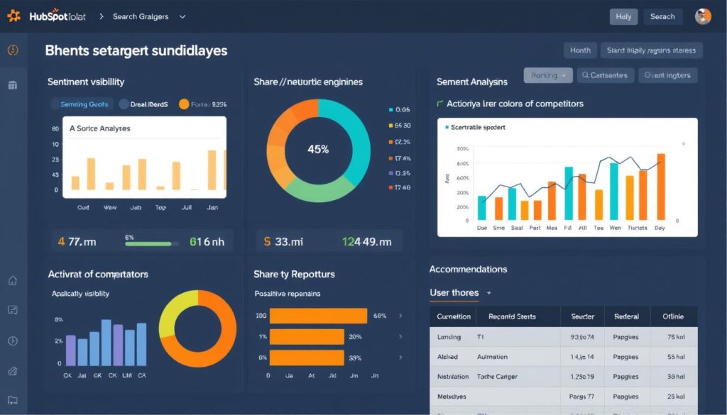 HubSpot AI Search Grader showing brand sentiment analysis across AI search engines