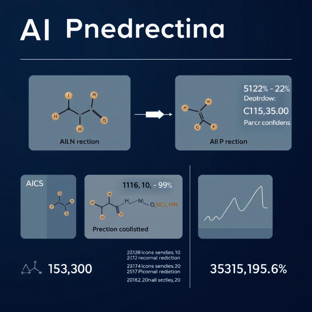 A visualization of AI models predicting chemical reactions with molecular structures