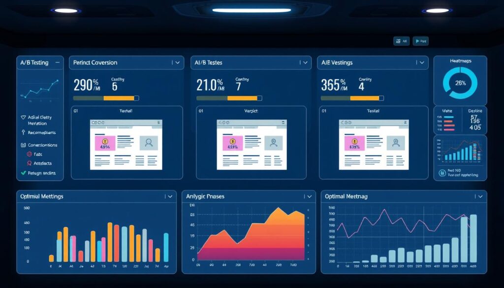 AI conducting multiple A/B tests simultaneously and analyzing results