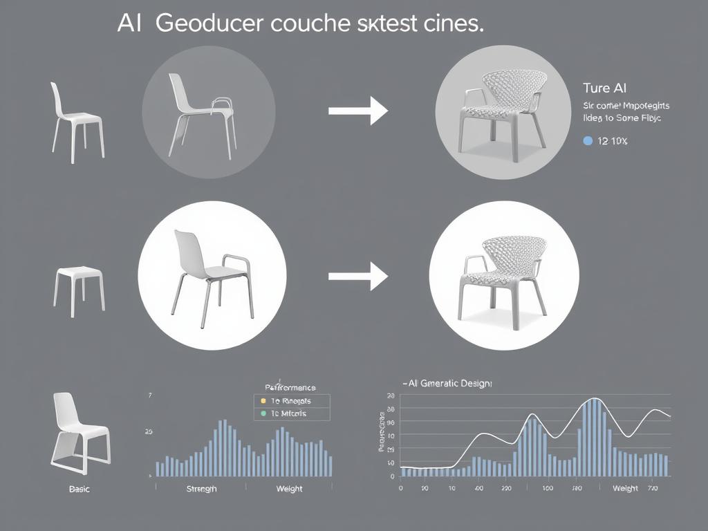 AI-generated product designs showing multiple iterations and optimizations based on performance parameters