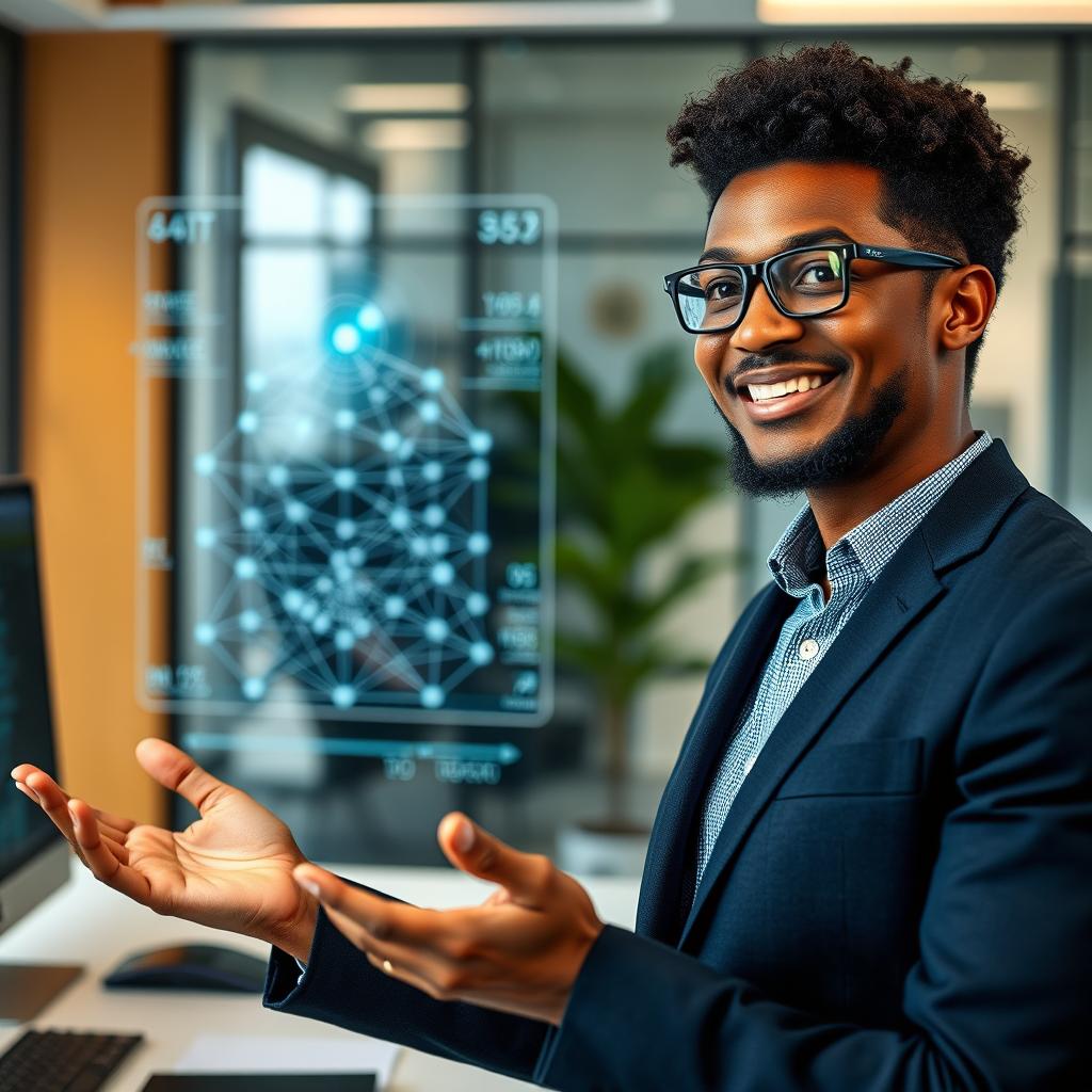 AI researcher discussing the future of small & efficient AI models in a professional setting