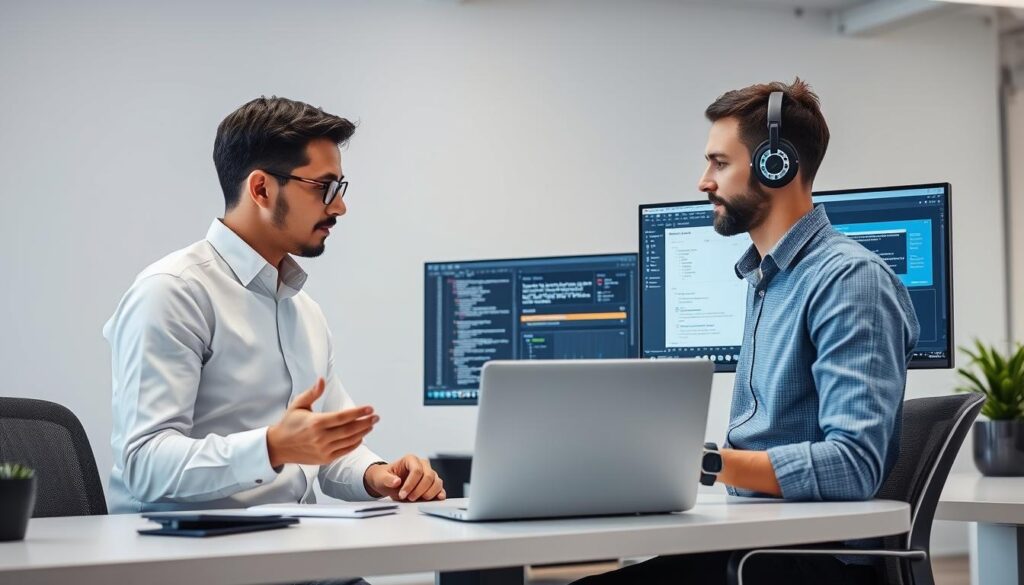 Developer and AI working together on web development