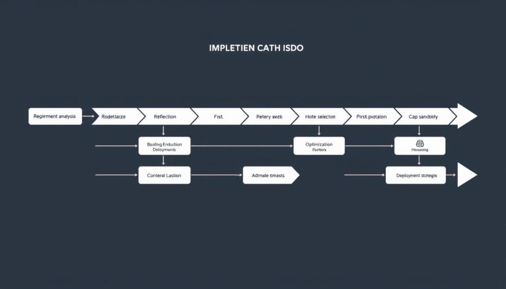 Implementation workflow for small AI models showing key steps from selection to deployment