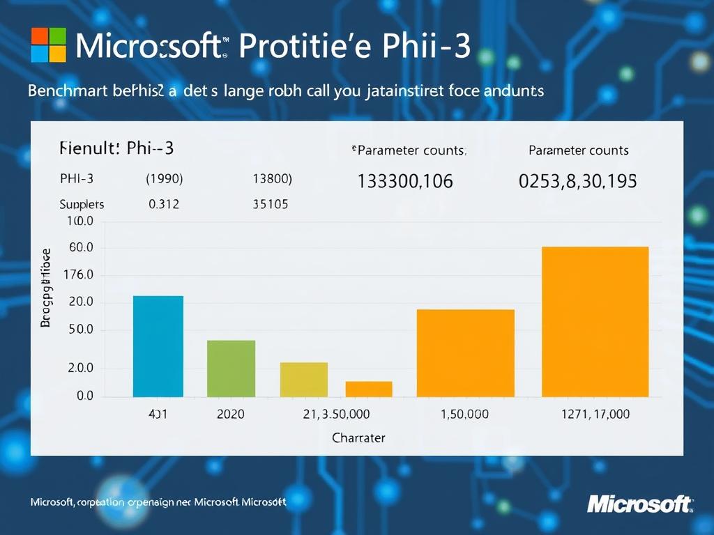 Microsoft's Phi-3 model demonstrating high performance despite small size on benchmark tests
