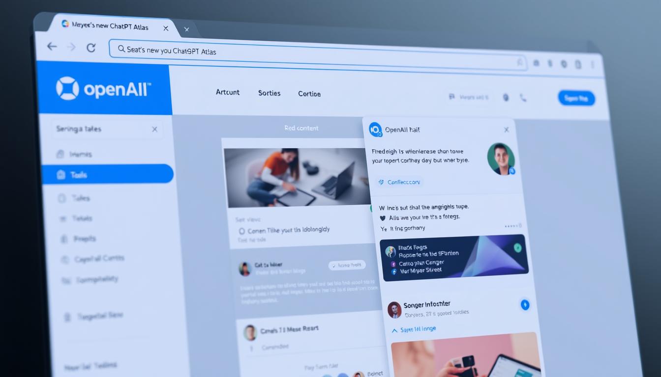 OpenAI's new ChatGPT Atlas browser interface showing AI assistant integrated directly into web browsing experience