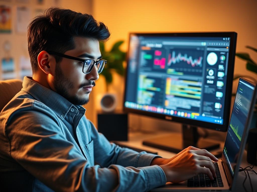 Person upskilling through online courses to adapt to AI changes