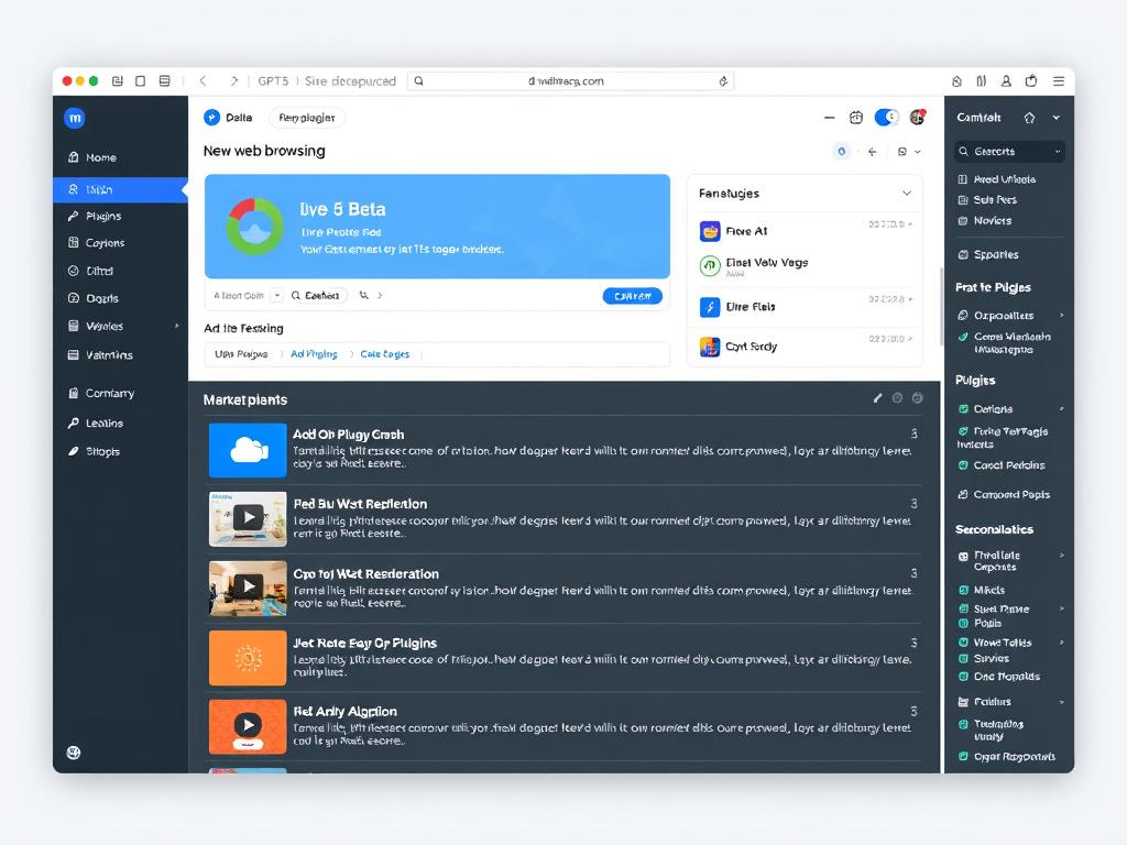 GPT-5 Beta interface showing live web browsing capabilities and plugin marketplace integration
