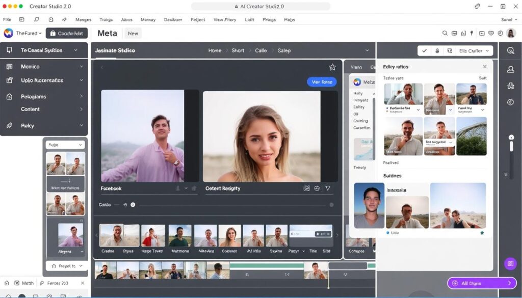 Meta AI Creator Studio 2.0 interface showing content creation tools and AI-assisted editing features