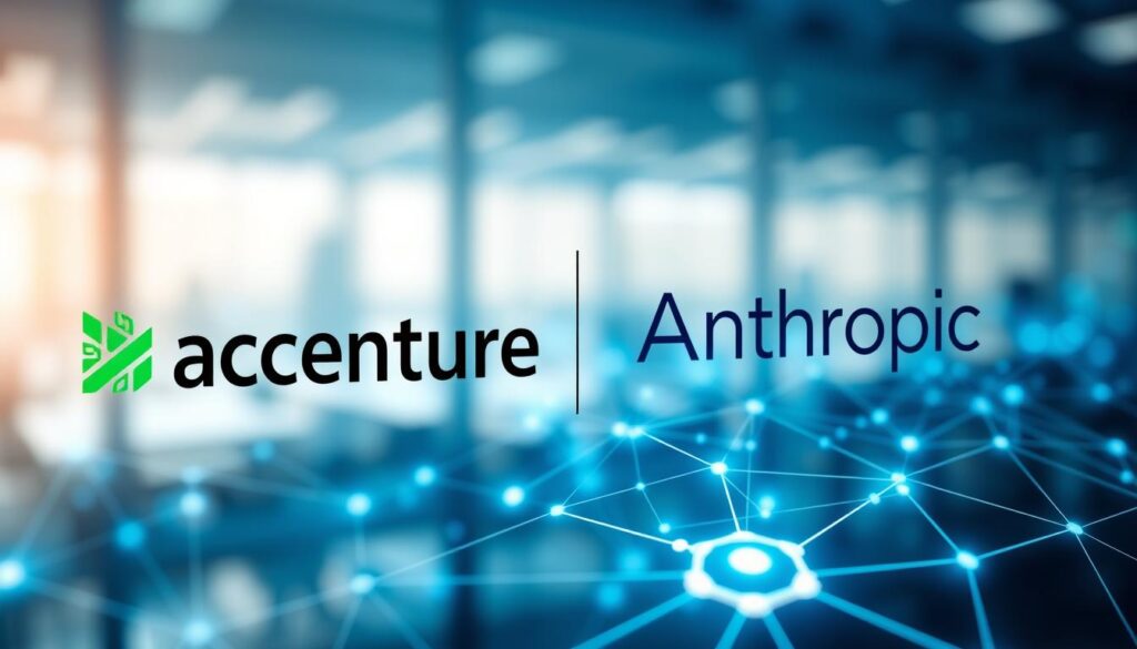Accenture and Anthropic logos with partnership visualization for enterprise AI integration