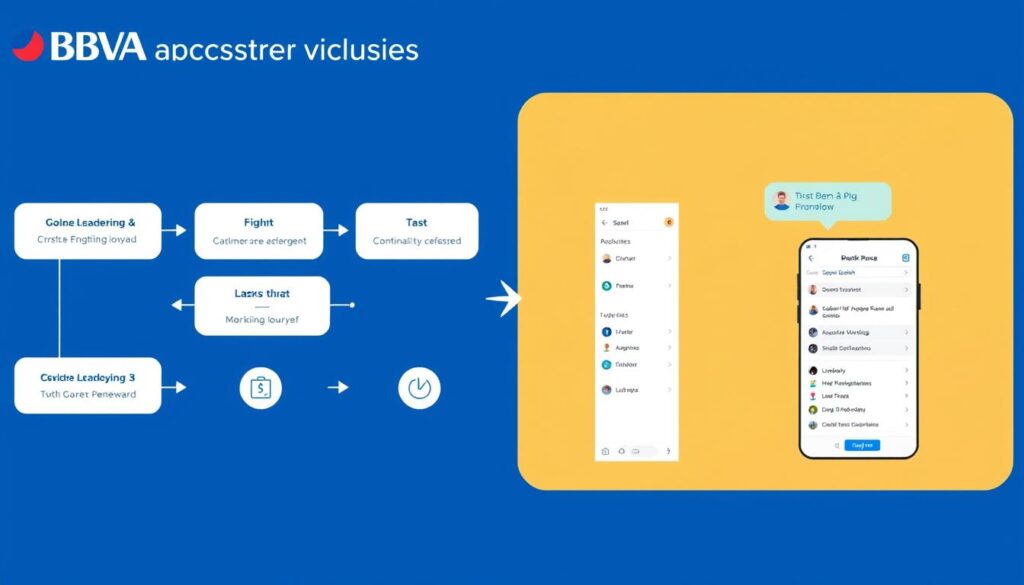 BBVA bank logo with AI workflow visualization showing ChatGPT Enterprise integration
