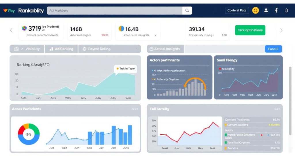 Rankability AI SEO platform showing content optimization and visibility tracking