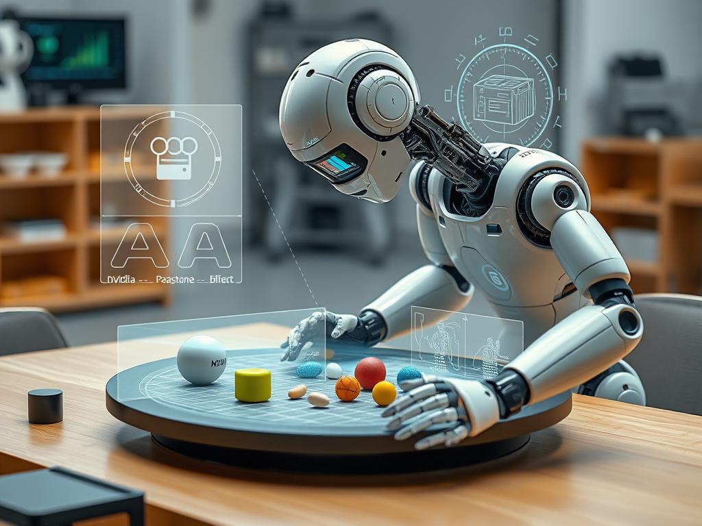 Robot using NVIDIA's Cosmos-Reason 2.0 to manipulate objects in a complex environment