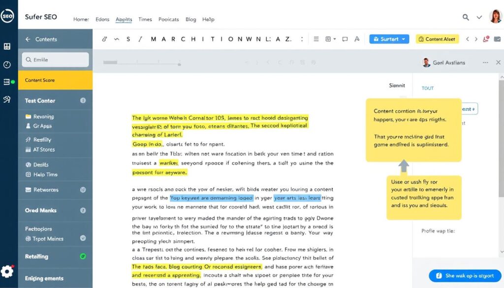 Surfer SEO AI content editor optimizing an article for search engines