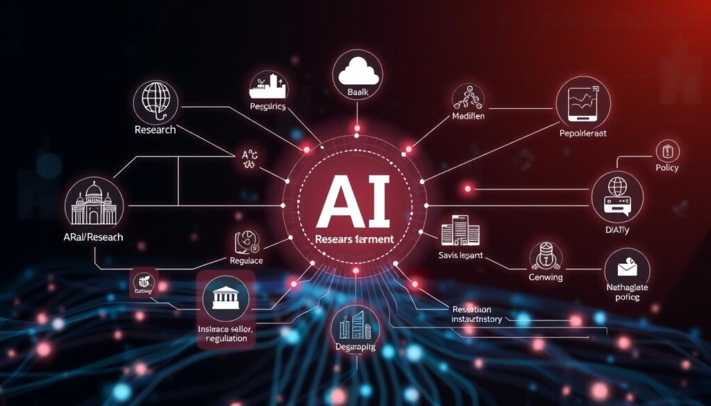 The evolving AI landscape showing the intersection of research, business, and policy in artificial intelligence