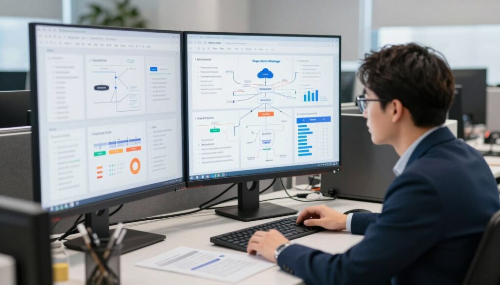 AI product manager working with data analysts on artificial intelligence product development