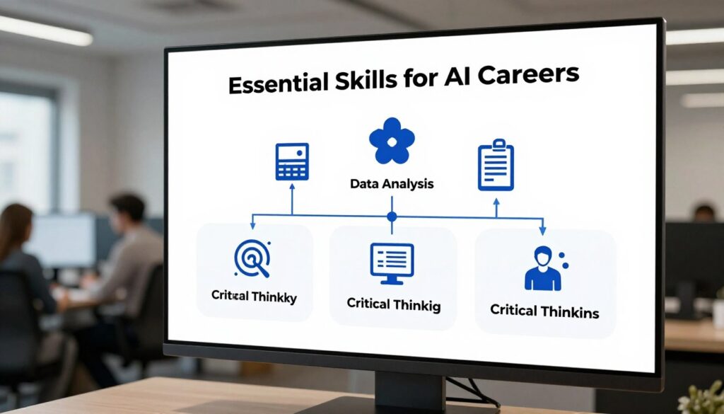 Skills needed for future artificial intelligence careers showing technical and soft skills