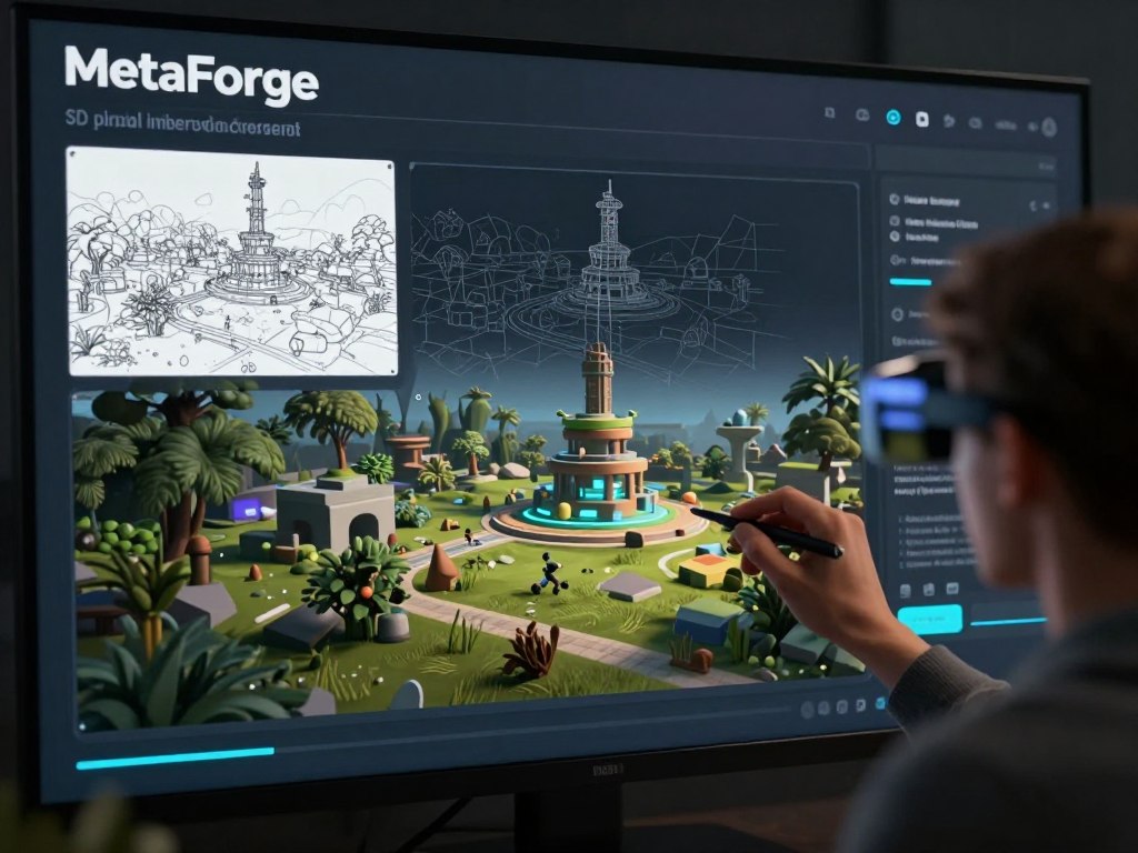 MetaForge AI creating immersive virtual environments from simple descriptions