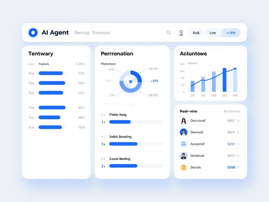 AI agent dashboard showing task automation and performance metrics