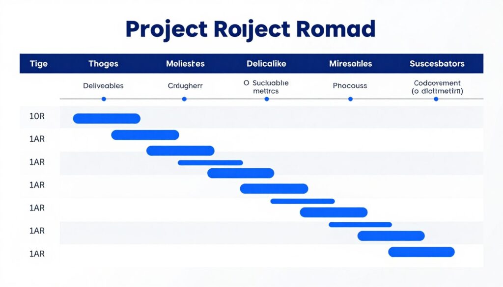 AI implementation roadmap showing phases and milestones