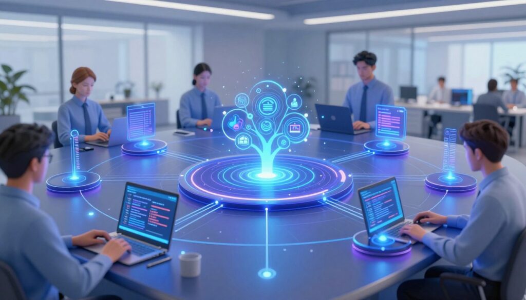 Autonomous AI agents processing business workflows across multiple systems