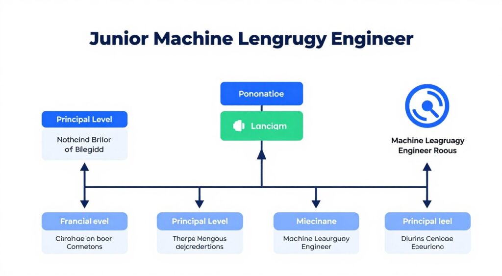 Career progression flowchart for machine learning engineer from junior to principal level