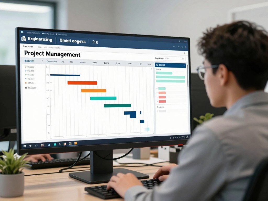 Engineering manager reviewing project timeline and resource allocation plan