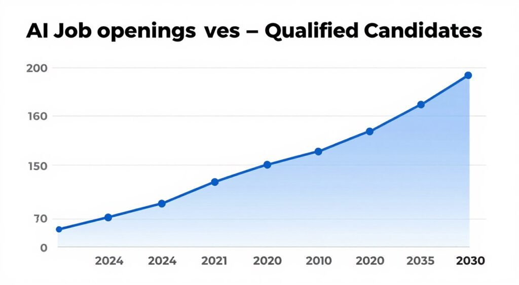 Graph showing AI talent supply and demand gap projection through 2030