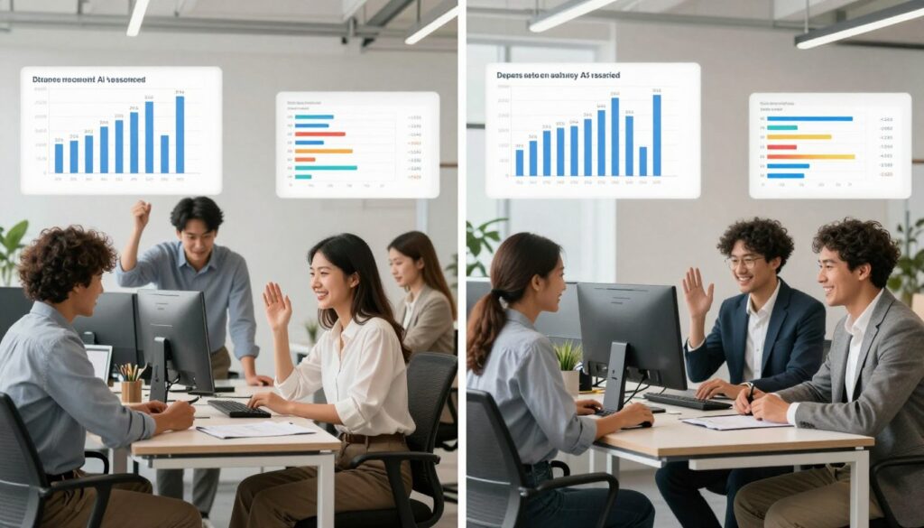 Workforce productivity metrics showing AI-assisted performance improvements