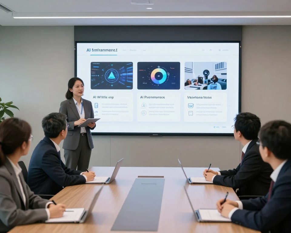 business team evaluating AI platform demonstrations