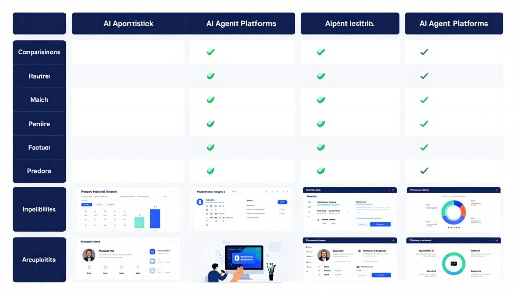 comparison chart of different AI agent platforms