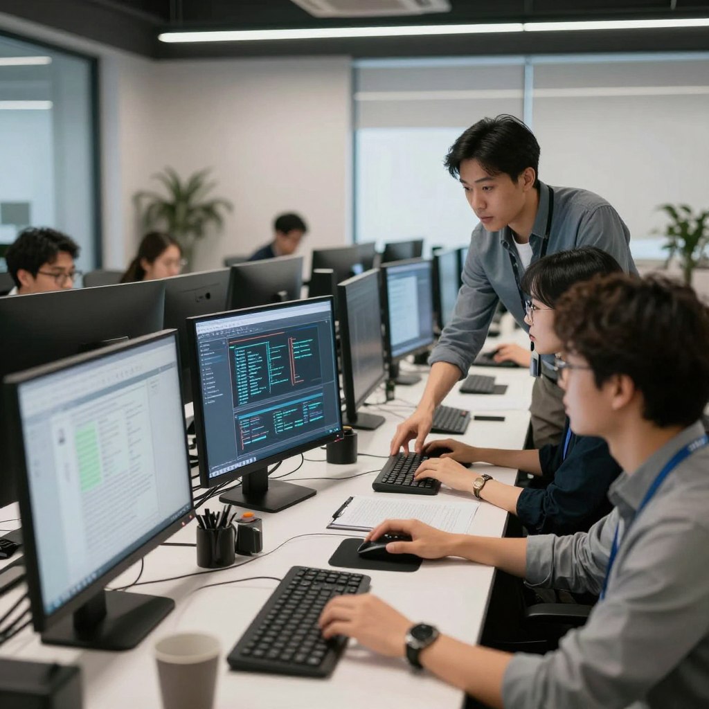 marketing team collaborating with AI content generation tools