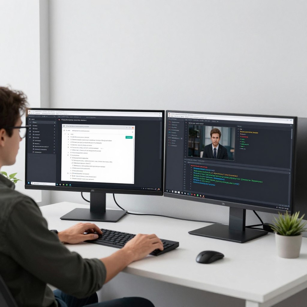 Developer working with AI video APIs