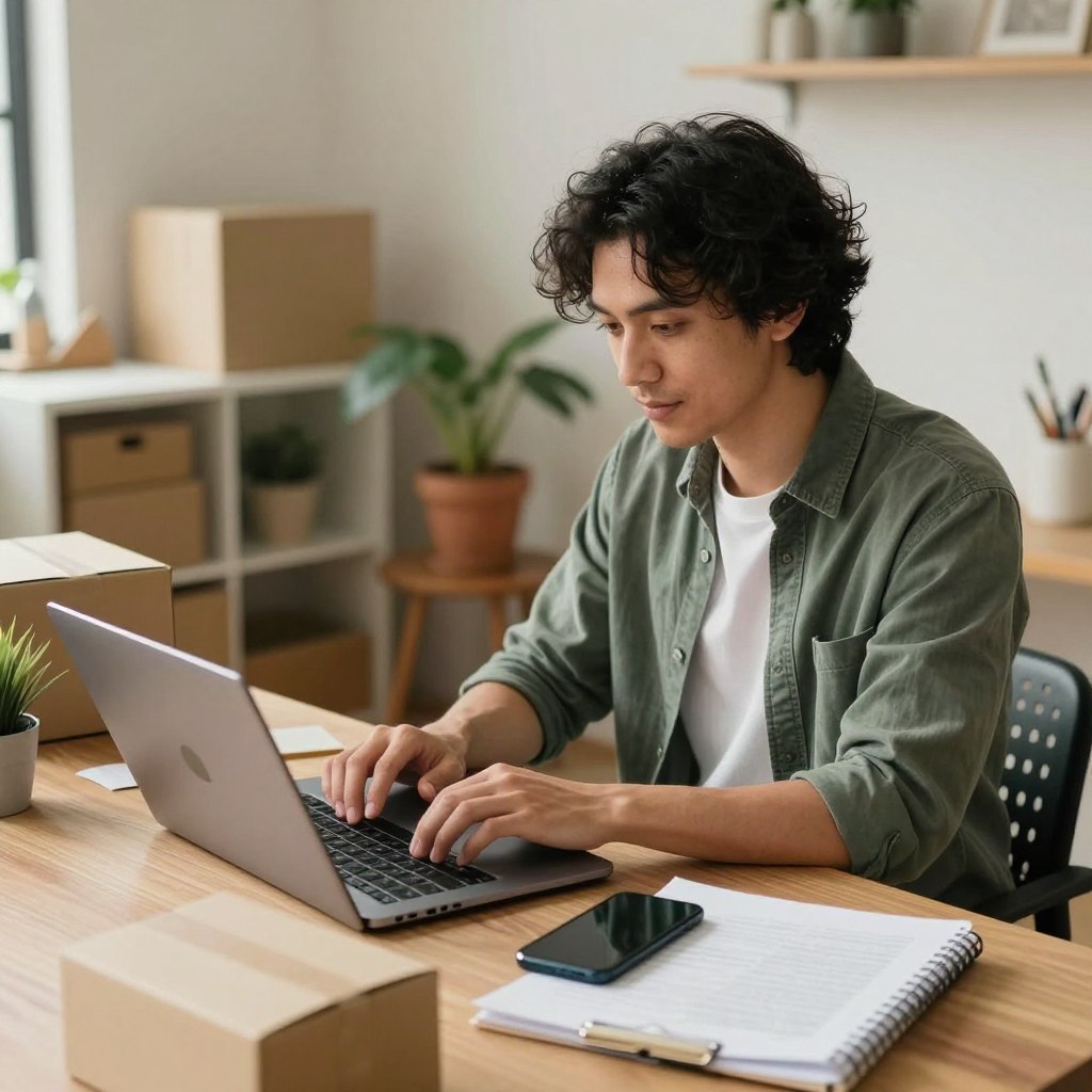 Small business owner creating video content