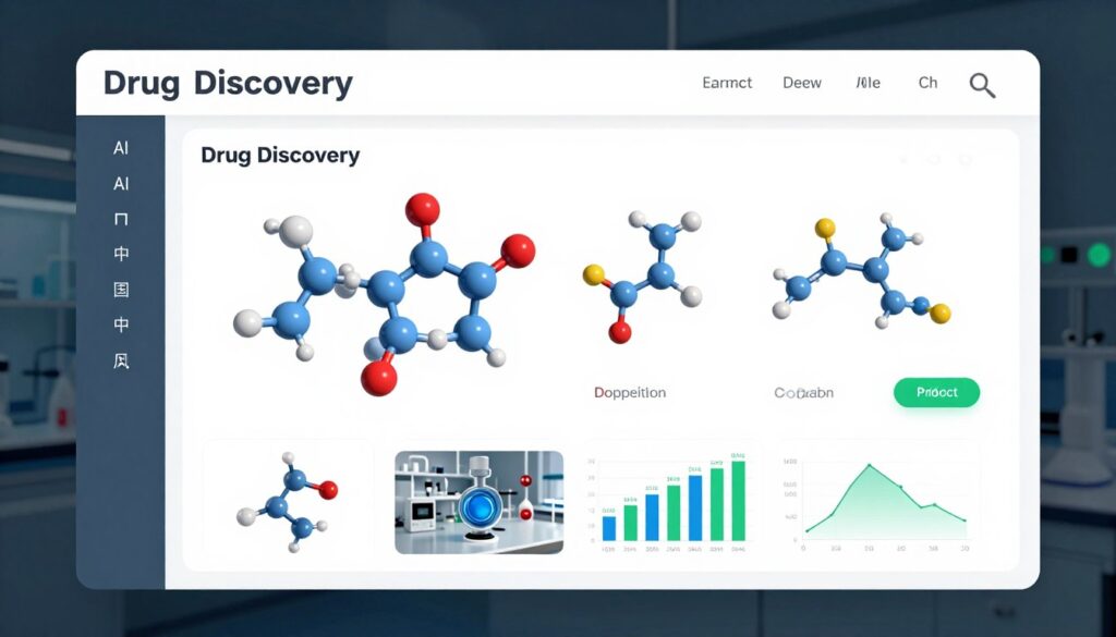 AI drug discovery platform showing molecular compounds and research data