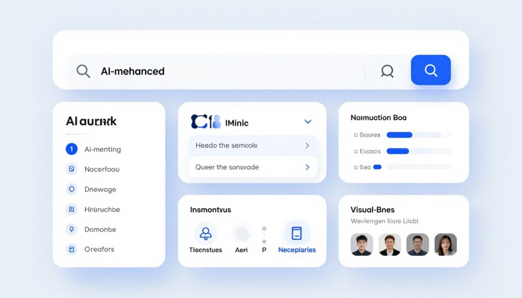 AI-powered search interface with advanced query results and information visualization