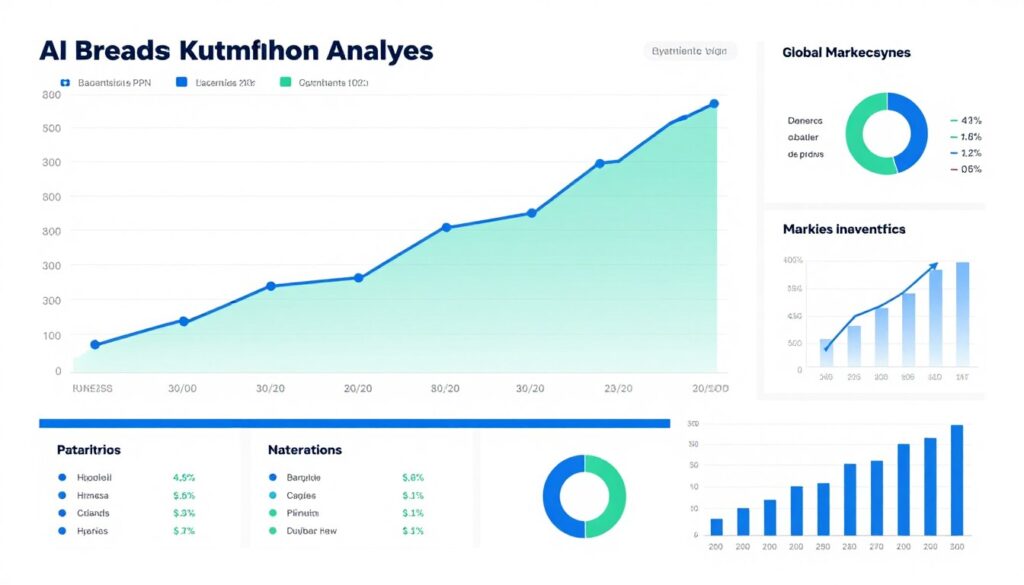 Financial charts showing AI market growth and investment trends
