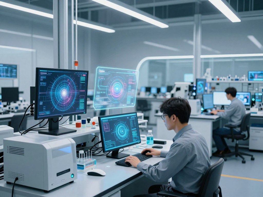 Next-generation AI research laboratory with advanced equipment