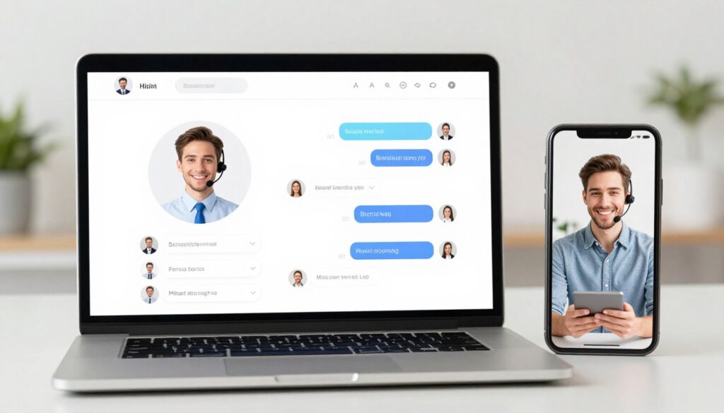 AI chatbot providing customer service on multiple devices