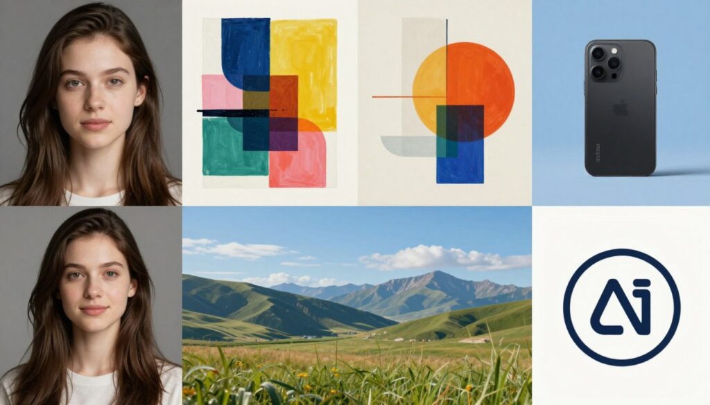 AI-generated artwork showing various creative styles