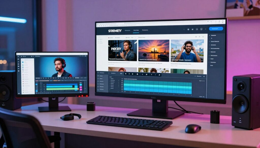AI in media and entertainment showing content recommendation, video production, and personalization systems