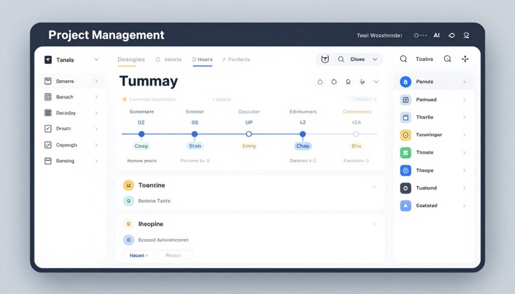 AI project management dashboard showing task dependencies and timelines