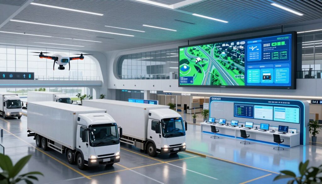 Autonomous vehicles, route optimization systems, and smart logistics operations powered by AI