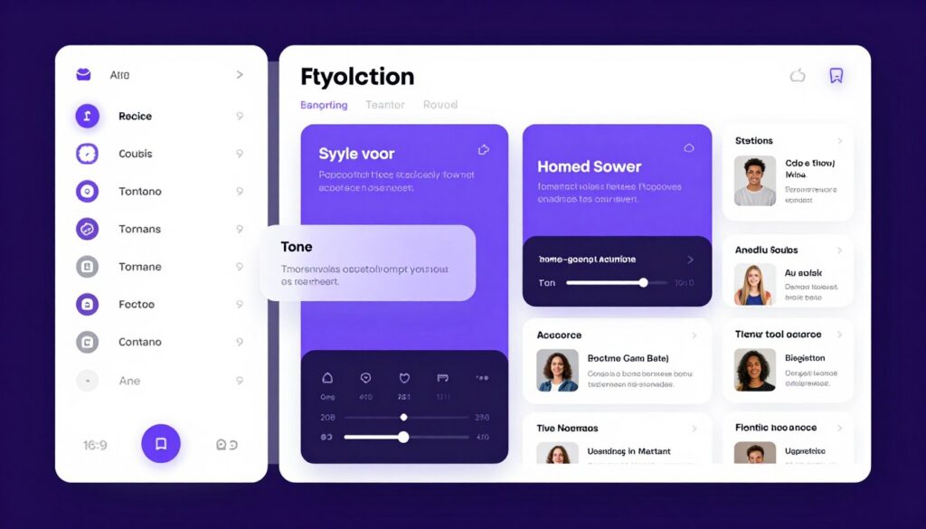 Brand Voice Content Engine interface displaying AI writing assistant with brand guidelines and content generation tools