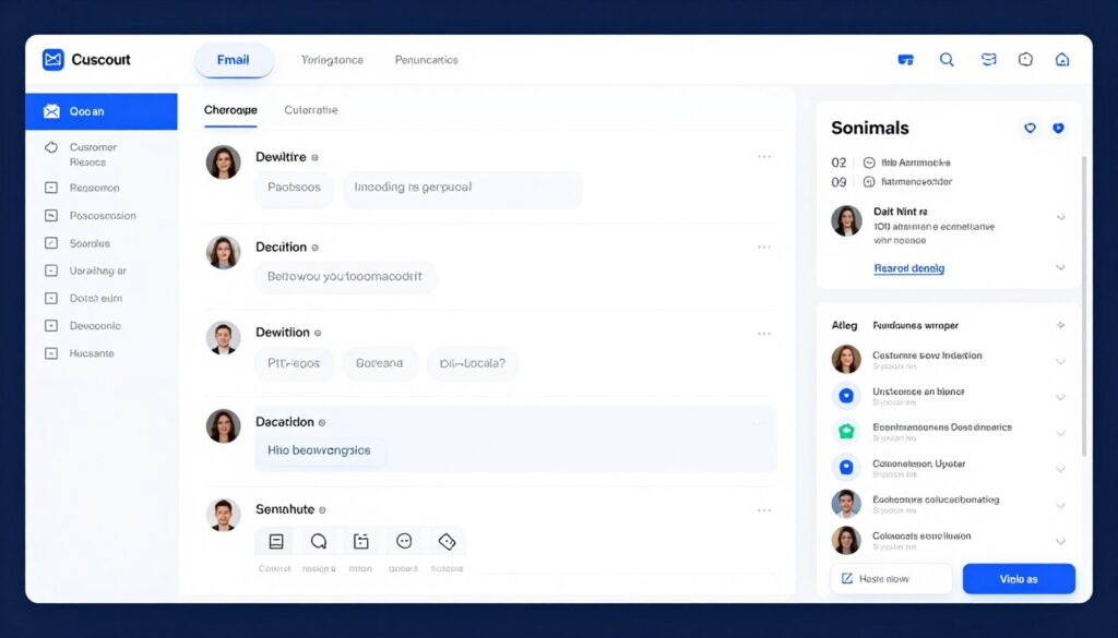 Conversational Support Agent interface showing multi-channel customer interaction management and AI response generation