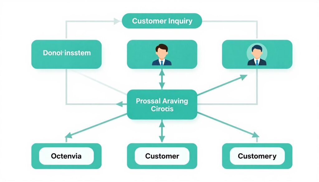 Customer service AI agent workflow showing automated inquiry handling and human escalation process