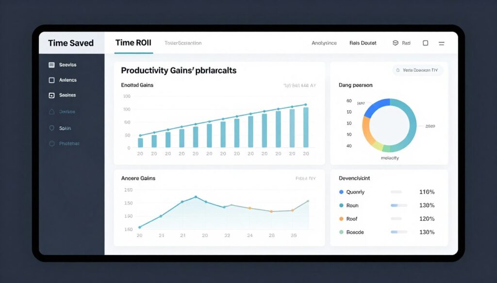 Dashboard showing AI tool ROI and productivity metrics