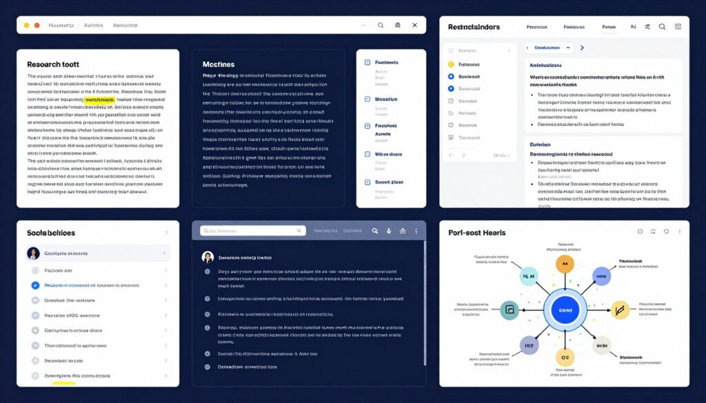 Deep Research Assistant showing AI-powered research aggregation and insight synthesis capabilities