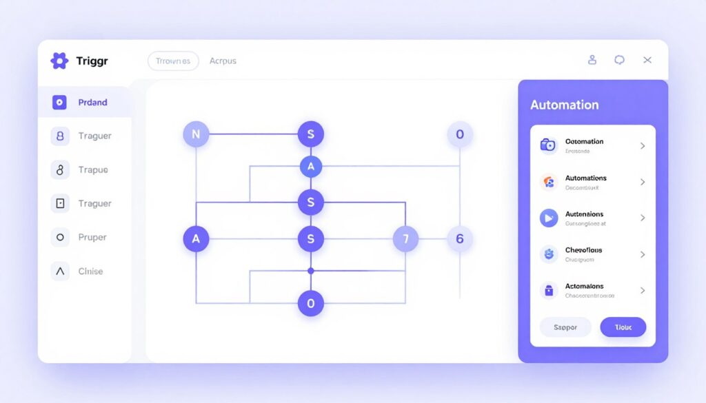 No-Code Automation Builder interface showing visual workflow designer with AI-suggested automation templates