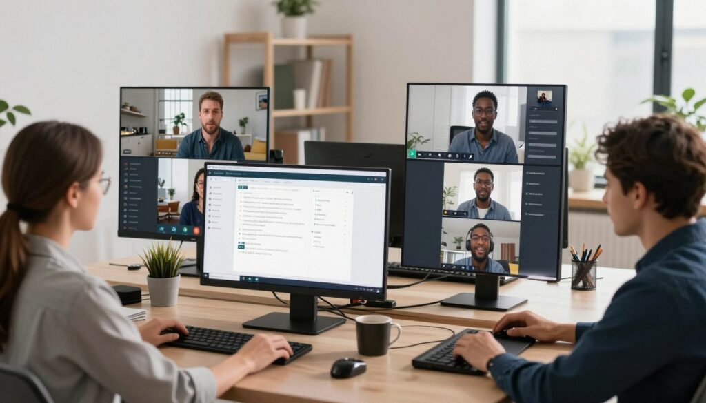 Team using AI communication tools for collaboration