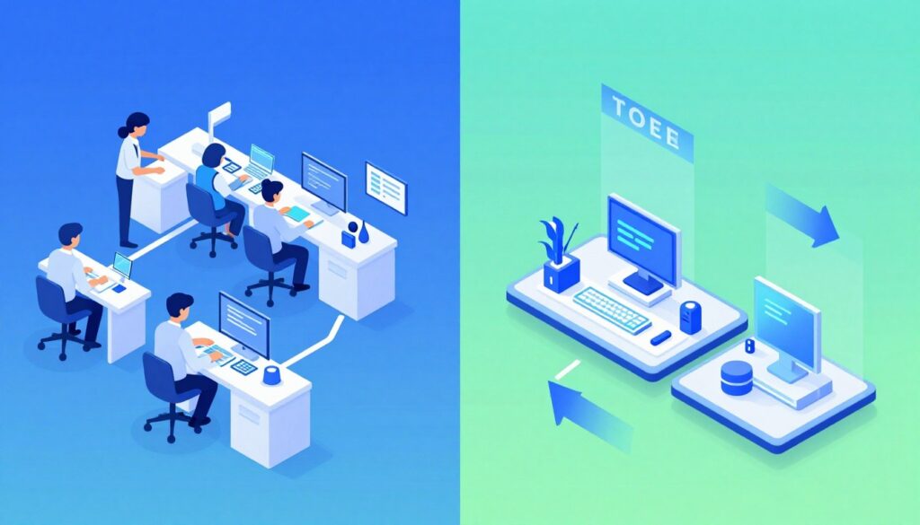 Workflow automation comparison showing traditional manual processes versus AI-optimized automated workflows